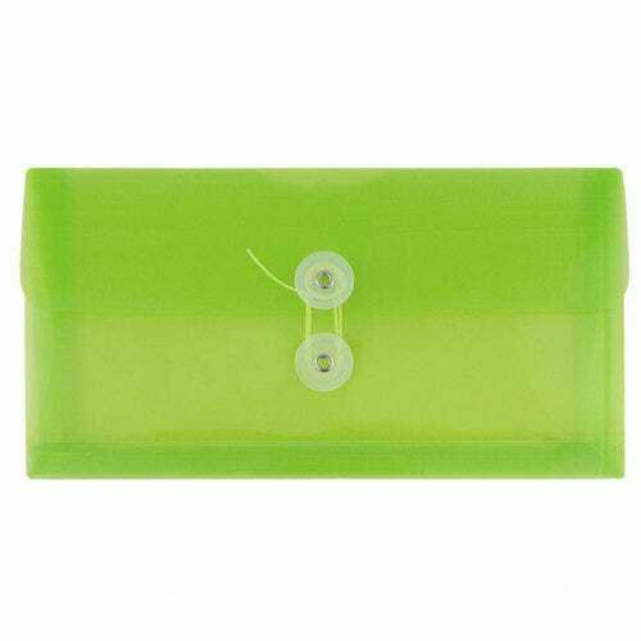 JAM Paper 5.25" x 10" Lime Green Plastic Booklet Envelopes, 24ct.